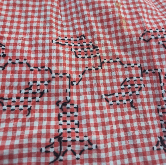 Vintage Red White  Gingham Apron - Picture 2 of 4